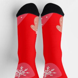 Chaussette Rouge Joyeux Noël Ornements Snowflakes Gants