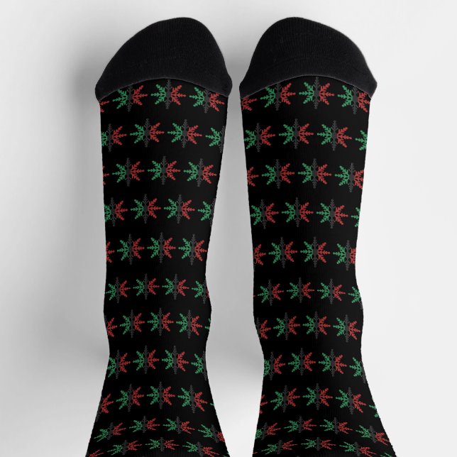 Chaussette Rouge noir vert Motif de flocon de neige Kwanzaa (Haut)