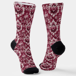 Chaussette Rouge Royal Luxe Damask Français