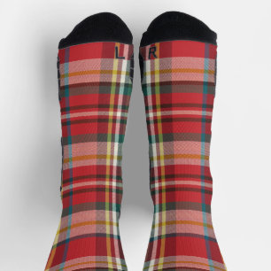 Chaussette Rouge rustique À damiers Plaid Élégant