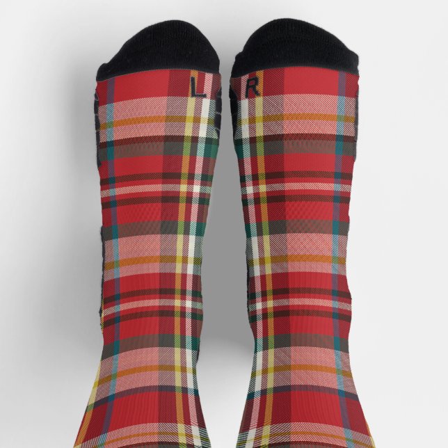 Chaussette Rouge rustique À damiers Plaid Élégant (Haut)