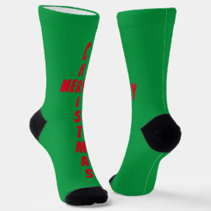 Chaussette Rouge sur le vert Joyeux Chaussettes de Noël