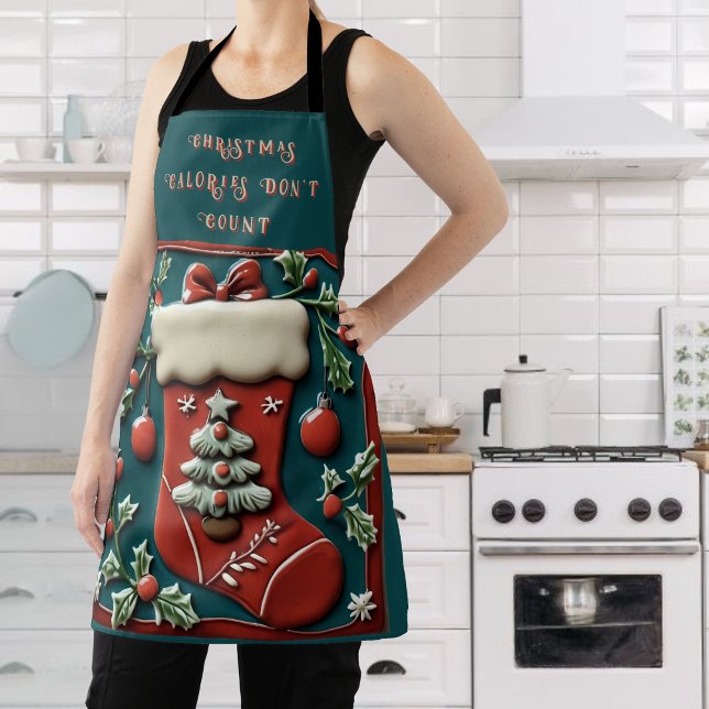 Chaussette rouge sur tablier de Noël vert (Créateur téléchargé)