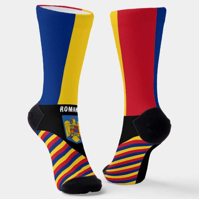 Chaussette Roumaine Chaussettes, couleurs du drapeau roumain  (Angulaire)