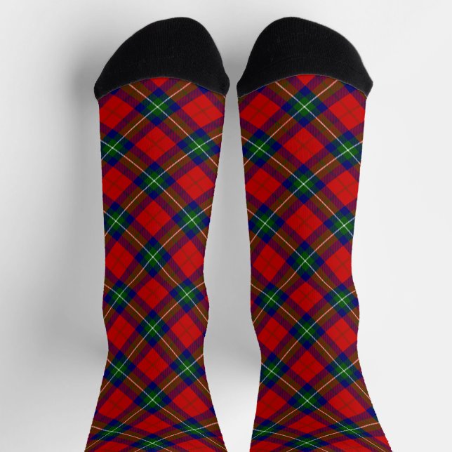 Chaussette Routhven tartan rouge vert bleu plaid (Haut)