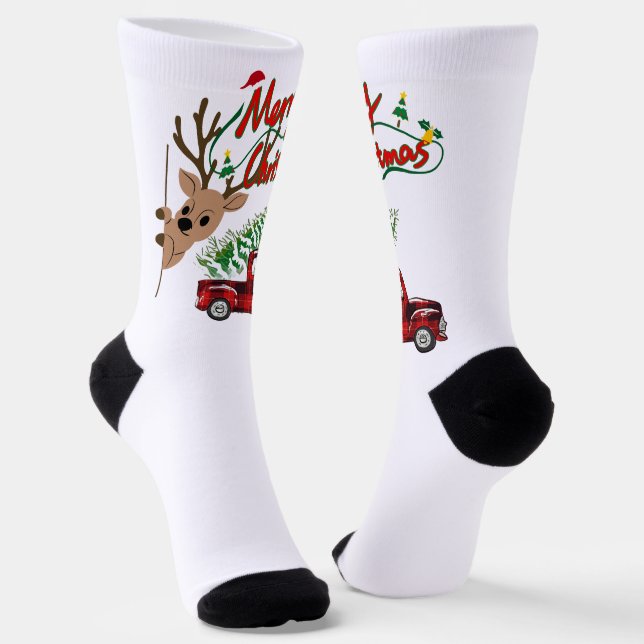 Chaussette Rudolph Merry Christmas - Crew Socks (Angulaire)