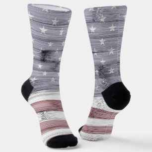Chaussette Russe Rouge Blanc Bleu Bois américain drapeau Amér