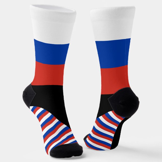Chaussette Russie Chaussettes, drapeau russe couleurs / sport (Angulaire)