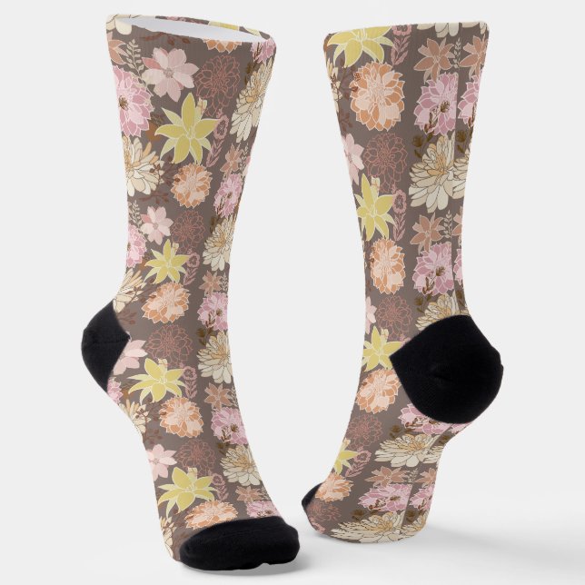 Chaussette Rustic Boho Asphalt Floral Pattern  (Angulaire)