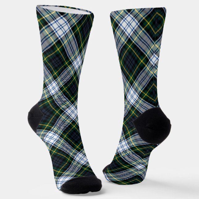 Chaussette Rustic Plaid Gordon Tartan Green White Pattern (Angulaire)