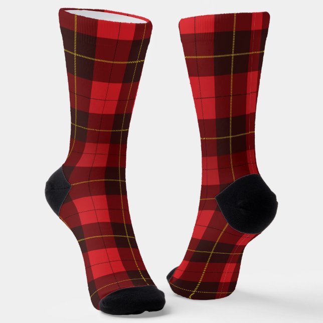 Chaussette Rustic Plaid Red Checkered Tartan (Angulaire)