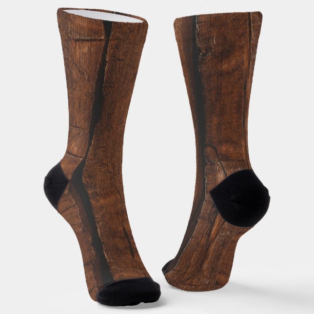 Chaussette Rustique brun foncé vieux bois cool élégant (Angulaire)