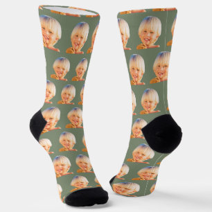 Chaussette Sage Green Funny Personnalisé Son Visage Photo Cre