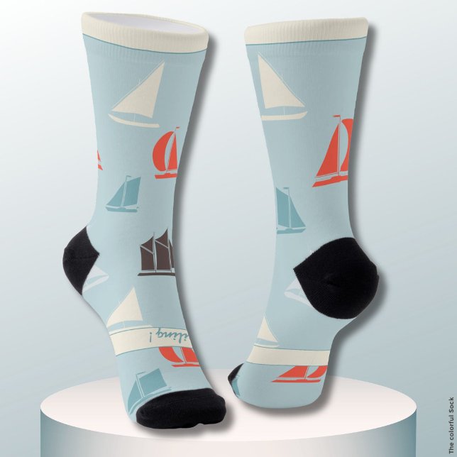 Chaussette Sailboats, Nautical Blue Hobby (Créateur téléchargé)