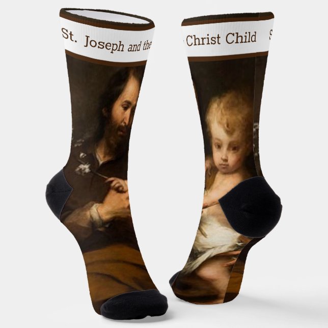 Chaussette Saint Joseph avec le Christ Enfant catholique (Angulaire)