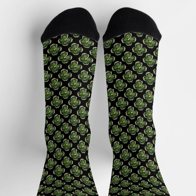 Chaussette Saint Patrick Shamrock Bijou en Or avec Perles  (Haut)