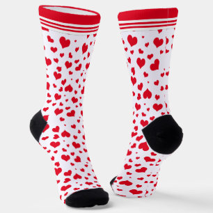 Chaussette Saint Valentin Coeurs rouges Coeurs aléatoires Mot