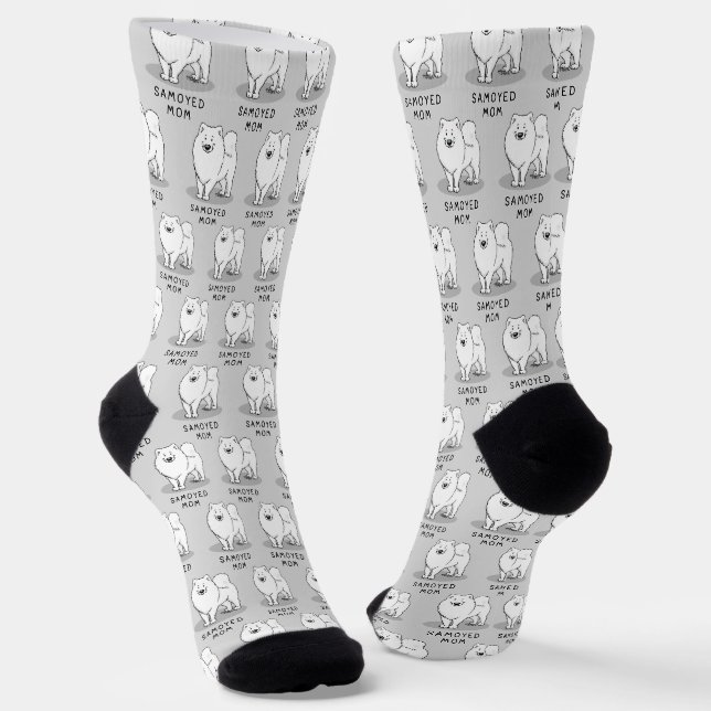 Chaussette Samoyed Maman (blanc) Mignonne Fun Chien Maman (Angulaire)