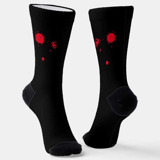 Chaussette sang rouge effrayant éffrayant noir Halloween (Angulaire)