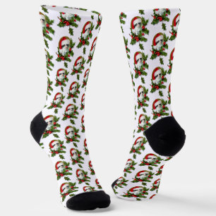 Chaussette Santa Hat Kitten Wreath Noël
