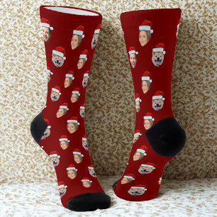Chaussette Santa Hat Personnalisé Visage 3 Photo Cadeau de No