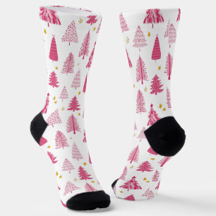 Chaussette Sapin de Noël rose pour les fêtes de fin d'année