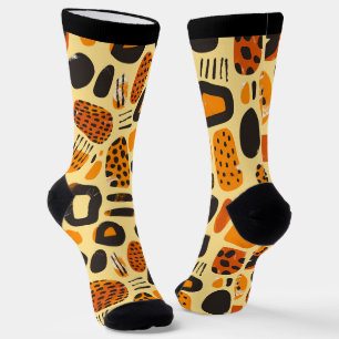 Chaussette "Savanna Pop : Vibes tribales en orange et noir"