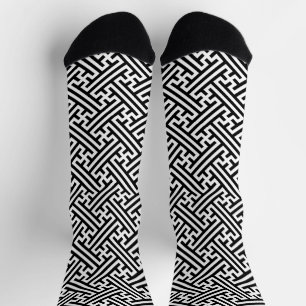 Chaussette Sayagata motif, japonais, noir et blanc