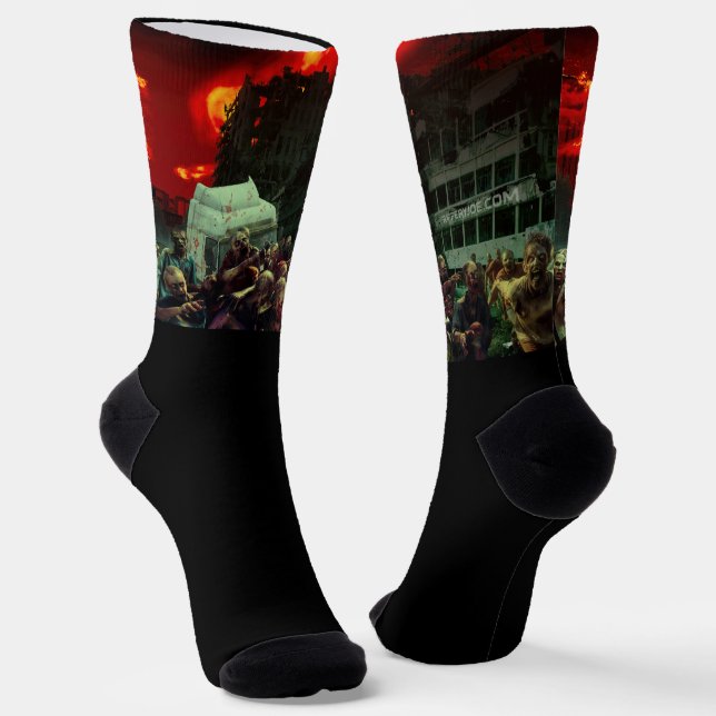 Chaussette Scène apocalyptique d'Halloween de SlipperyJoe gra (Angulaire)