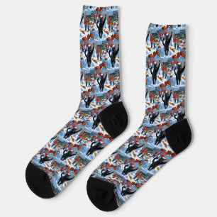 Chaussette Scène de neige festive de Noël Black Cat