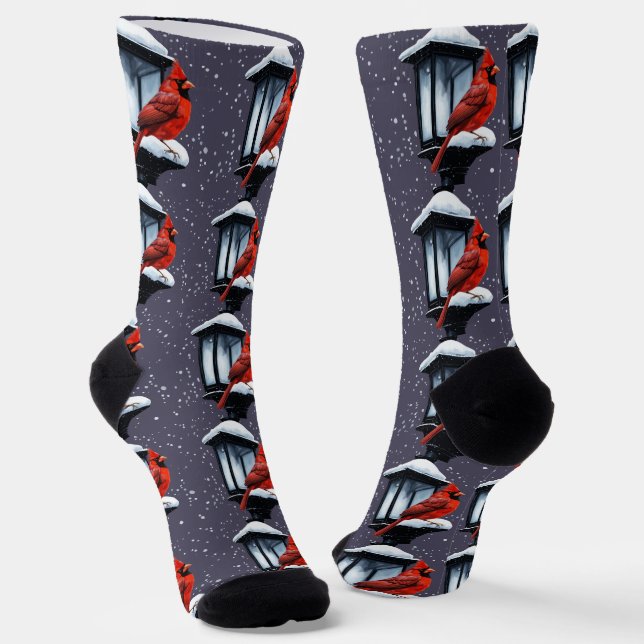 Chaussette Scène hivernale avec carte de Noël de vacances d'o (Angulaire)