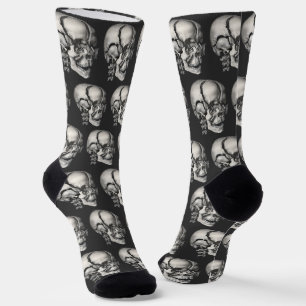 Chaussette Science Vintage Anatomie Humaine, Crâne Antique