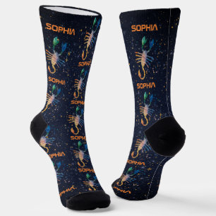 Chaussette Scorpio Constellation Zodiaque Aquarelle Galaxie