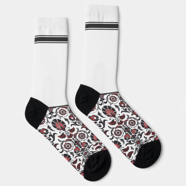 Chaussette Secretly Wild Oriental floral pattern with white (Droite)