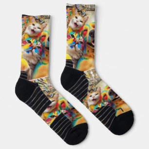 Chaussette Selfie d'animaux arc-en-ciel dans un supermarché –