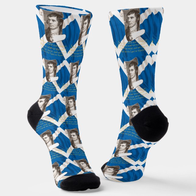 Chaussette Selkirk Grace Burns Night Citation Et Saltire (Angulaire)