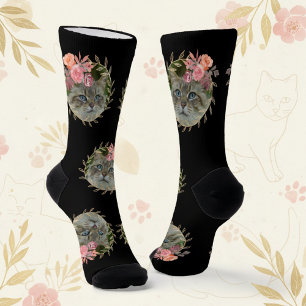 Chaussette Serre florale chic avec chat animal de compagnie p