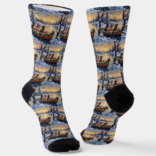 Chaussette Setter Anglais Noël Bateau Fêtes (Angulaire)