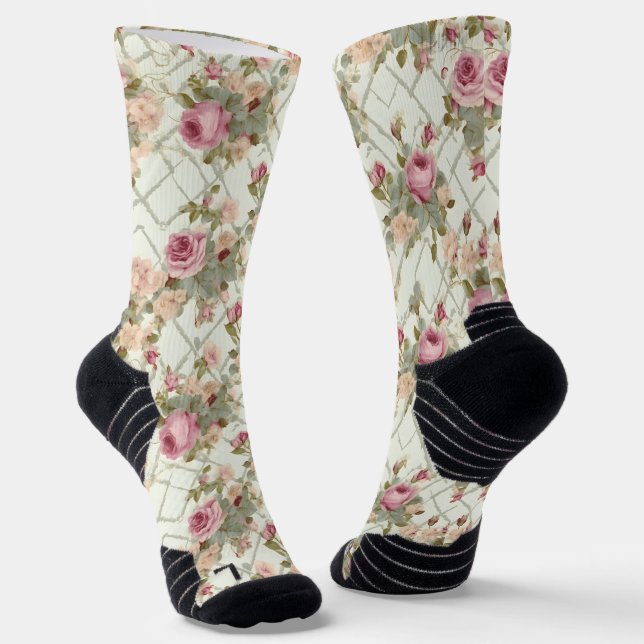 Chaussette Shabby Chic Motif Vintage (Angulaire)