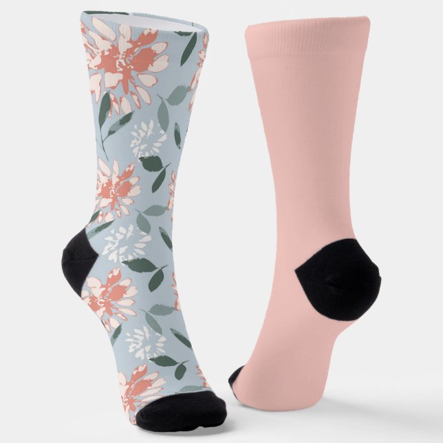 Chaussette Shabby Chic Pastel Peach Floral Odd Manque (Angulaire)