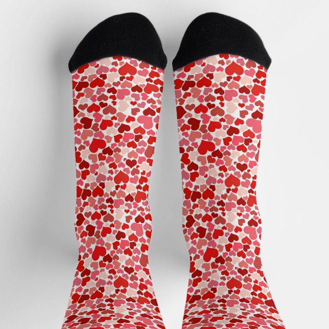 Chaussette Shades of Red Modern Hearts Crew Socks (Haut)