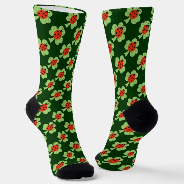 Chaussette Shamrock Ladybug Pois Saint Patrick motif (Angulaire)