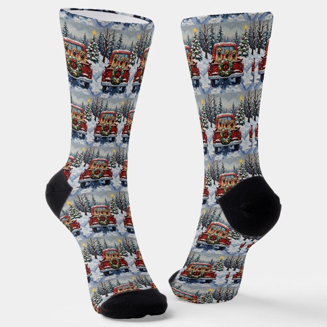 Chaussette Shar Pei Noël Camion Rouge Fêtes (Angulaire)
