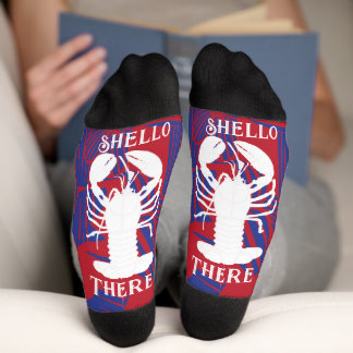 Chaussette Shello There Homard Floral Bleu et Rouge