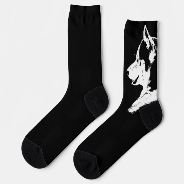 Chaussette Siberian Husky Socks Husky Pup  Socks Customize (Gauche)