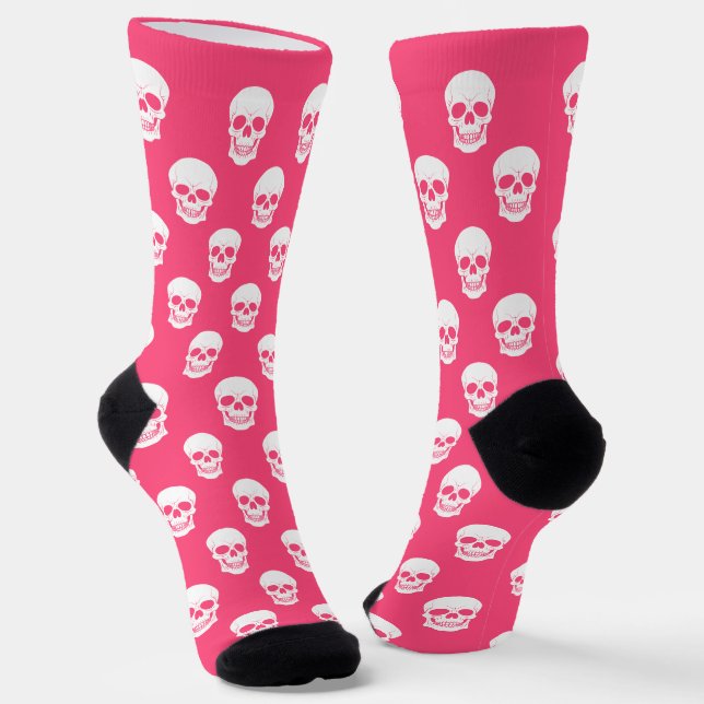 Chaussette Silhouette Motif Halloween rose Et Blanc (Angulaire)
