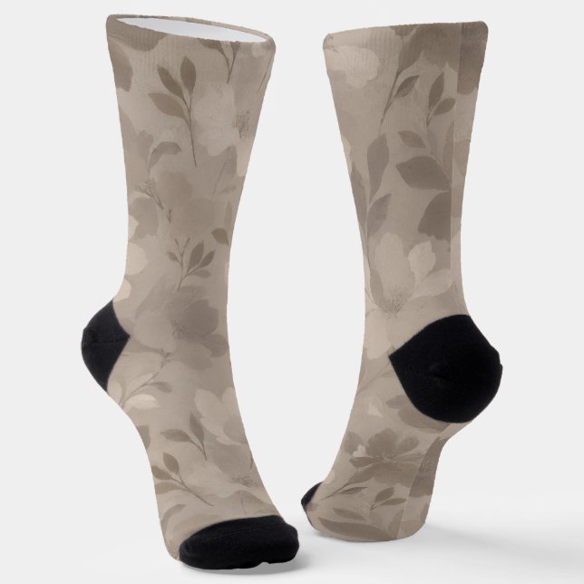 Chaussette Silhouettes de fleurs contemporaines texturées (Angulaire)