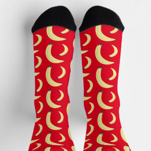 Chaussette Simple Bananas Marché de fruits motif rouge