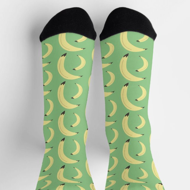 Chaussette Simple Bananas Marché de fruits motif vert (Haut)