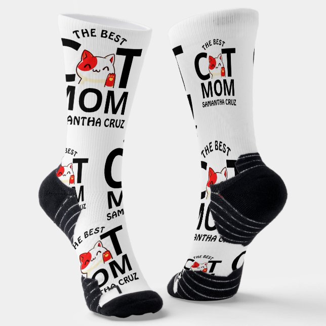 Chaussette Simple Elegant Heureuse Sainte-Valentin Chat Maman (Angulaire)
